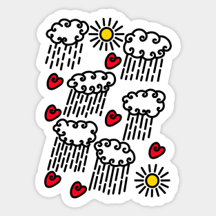 Rain Clouds, Suns and Hearts Sticker